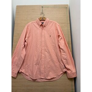 Ralph Lauren Classic Fit Long Sleeve Button Down Shirt Coral Orange 16.5 Men